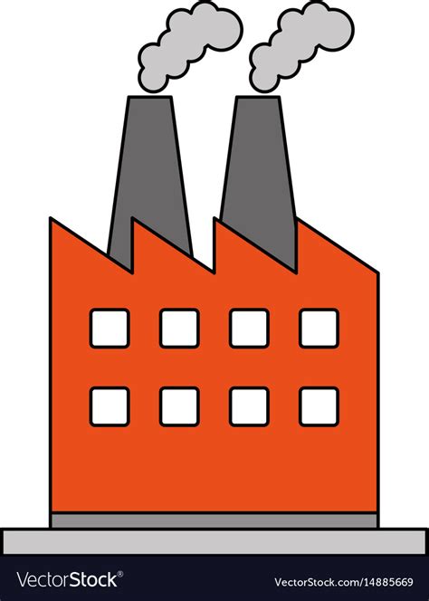 Color Image Cartoon Building Industrial Factory Vector Image