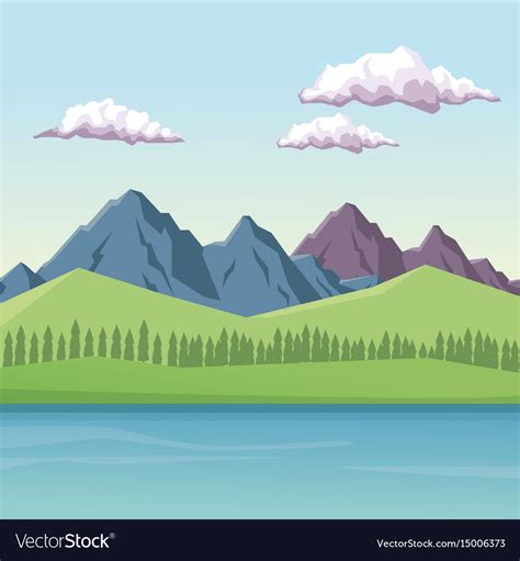 Colorful Background With Daytime Mountain Valley Vector Image