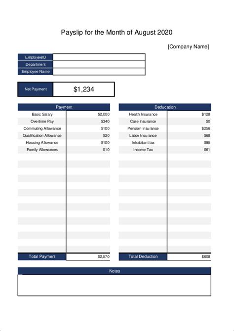 Payslip Templates Excel Free Download