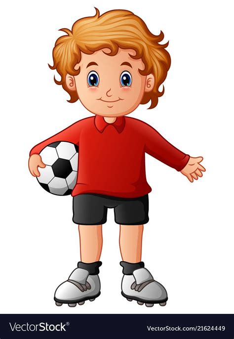 Cartoon Boy Holding Soccer Ball Royalty Free Vector Image Cartoon Boy