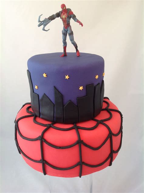 Two Tier Spider Man Cake Character Cakes Spiderman Cake Cake