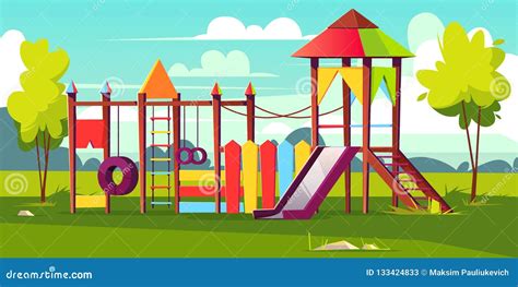 Vector Bright Playground For Children At Park Stock Vector