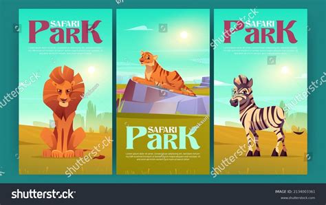 Safari Park Posters Wild Animals Savannah Stock Vector Royalty Free