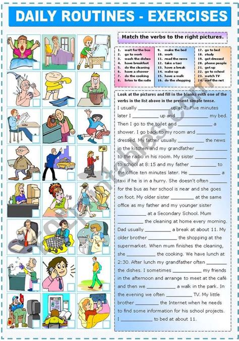 part   set   worksheets  daily routines