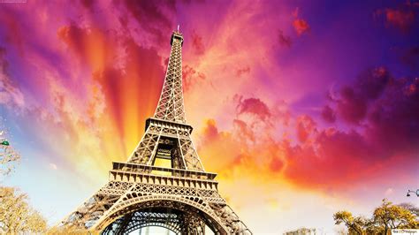 Eiffel Tower And Sunset Hd Wallpaper Download