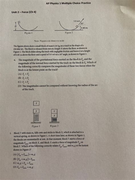Solved Ap Physics 1 Multiple Choice Practice Unit 2 Force