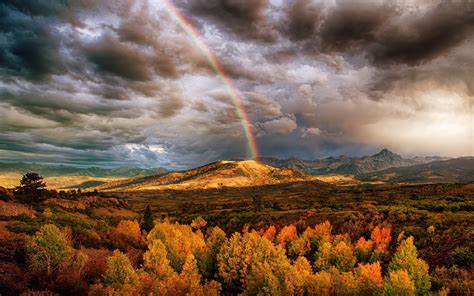 Rainbow Over Autumn Landscape By Lars Leber