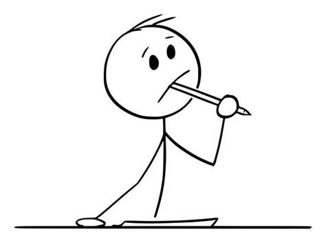 Cartoon Of A Stick Figure Thinking Illustrations Royalty Free Vector
