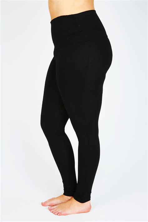 Black Tummy Control Full Length Leggings Plus Size 14 To 32