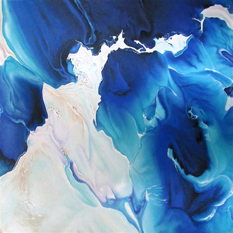 Original Monochromatic Blue And White Modern Art Contemporary
