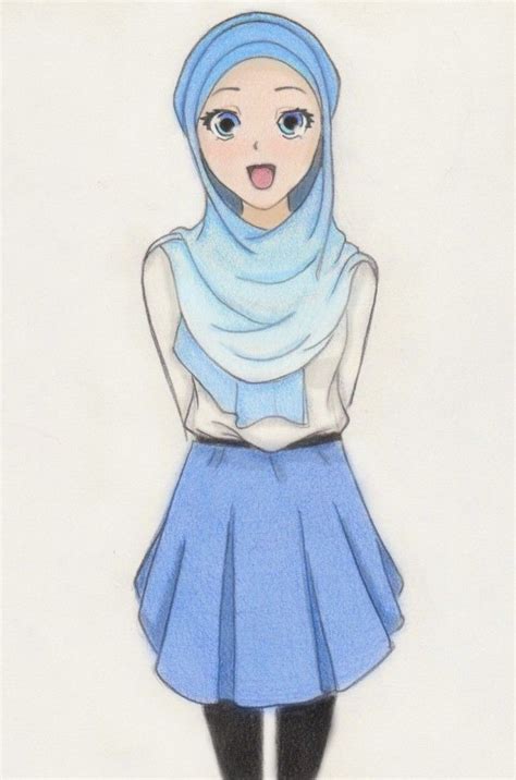 Blue Eyed Muslim Girl In Pink Hijab ༺ ༻animemanga