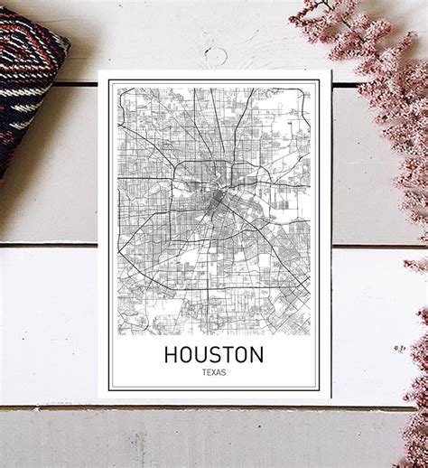 Houston Poster Houston Map Map Of Houston City Map Posters Houston