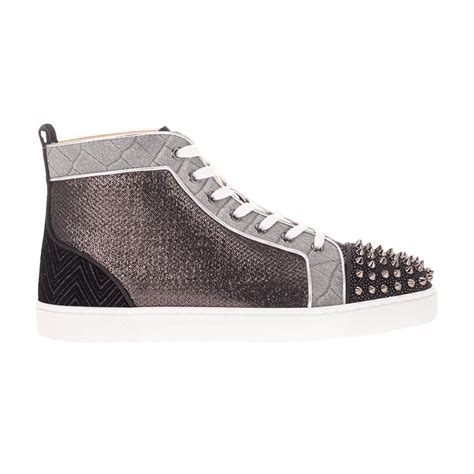 Christian Louboutin Lou Spikes Orlato Flat Black Silver In Gray For Men Lyst