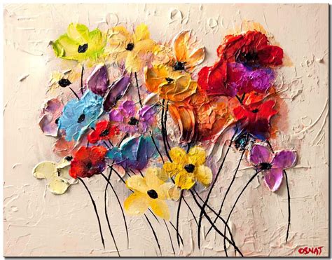 Painting For Sale Canvas Print Of Colorful Flowers Textured Abstract