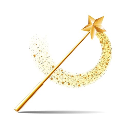 Premium Vector Magic Wand With Gold Star With Magical Gold Sparkle Trail