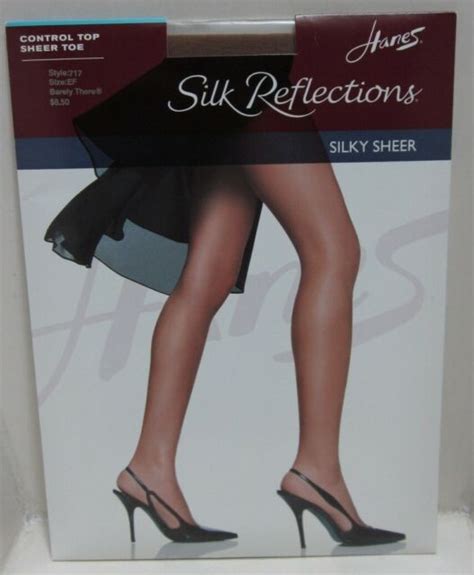 hanes silk reflections silky sheer barely there control top 717 size ef 3 pair for sale online