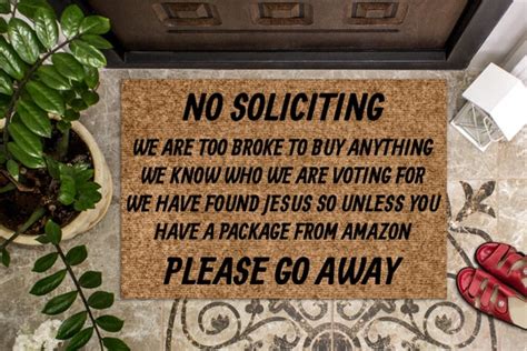No Soliciting Please Go Away Funny Doormat Welcome Mat Etsy