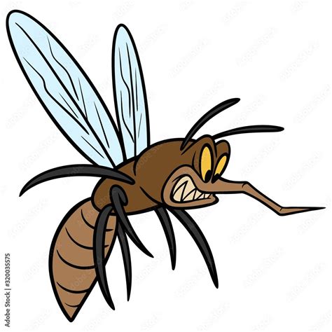 Mosquito A Cartoon Illustration Of An Angry Mosquito Stock Vector