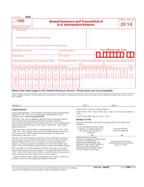 Printable and fillable form 1096. Form 1096 - Annual Summary and Transmittal of U.S ...