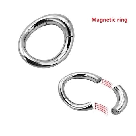 Magnetic Thick Curved Stainless Steel Cock Ring Penis Erection Stay