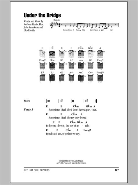 under the bridge by red hot chili peppers guitar chords lyrics guitar instructor