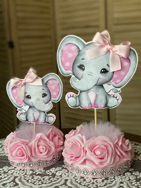 Elephant Baby Shower Cake Topper Centerpiece Boy Elephant Baby Girl