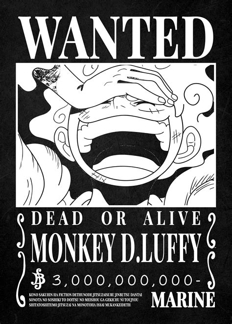 One Piece Wanted Luffy Poster By Anime Black And White Displate