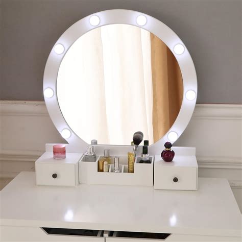 Makeup Vanity Dressing Table Set Wstool Led Mirror 4 Drawers Jewelry