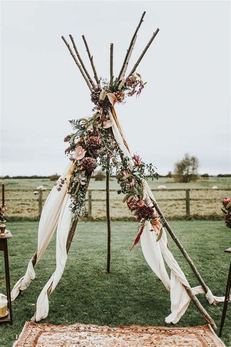 Altar flowers don't have to be a perfect balance of flowers. Trending-30 Boho Chic Wedding Ideas for 2018 - Oh Best Day ...
