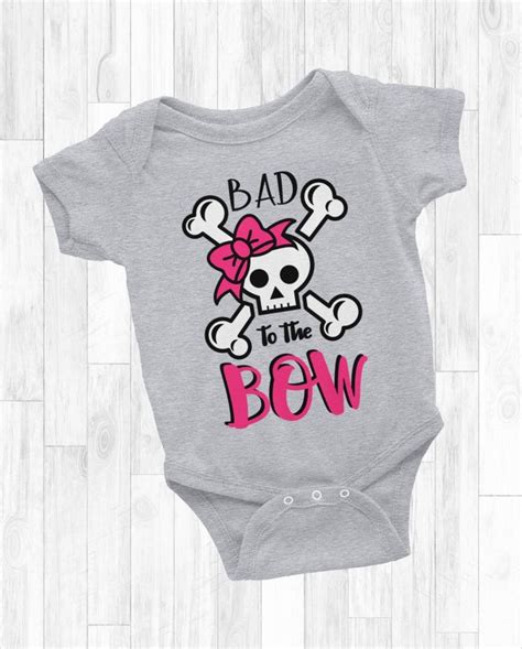Bad To The Bow Svg Skull And Crossbones Clip Art Baby Girl Etsy
