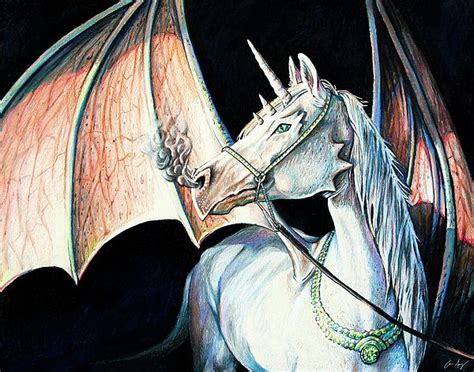 Colored Pencil Drawing Of A Unicorn Dragon Hybrid Fantasy Art By