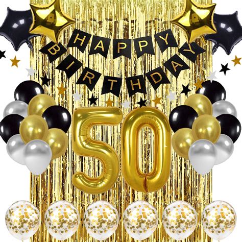 buy black and gold 50th birthday decorations banner balloon happy birthday banner 50th gold