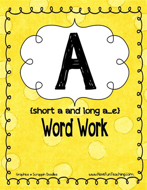 Short And Long Vowel A Activity • Have Fun Teaching