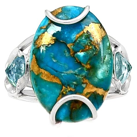 Copper Blue Turquoise Sterling Silver Ring Jewelry S Rr