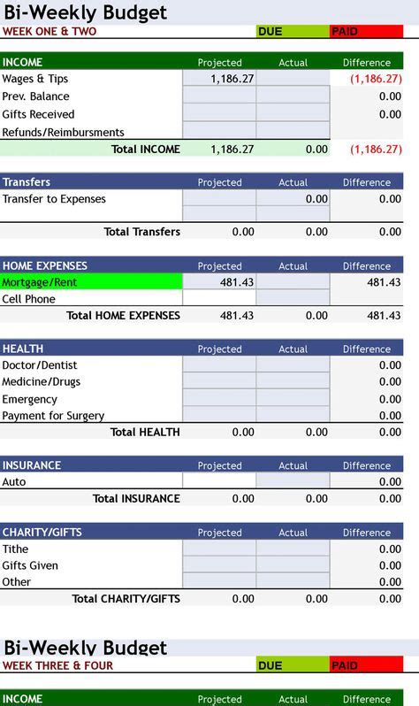 Best Weekly Budget Template Images Weekly Budget Template Weekly