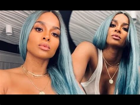 Ciara Shows Off Her New Baby Blue Hair In An Off The Shoulder Top In