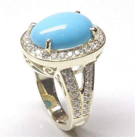 4 4 Ct Tw Natural Turquoise Diamond Solid 14k Yellow Gold Halo