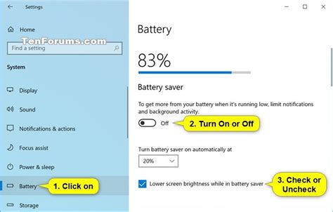 How To Turn On Or Off Battery Saver In Windows 10 Tutorials