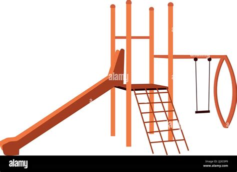 Outdoor Playset Wooden Playground Slide With Ladders And Bridges Stock