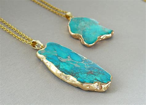 Blue Regalite Necklaces For Women Turquoise Jasper Long Etsy