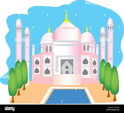 Una Caricatura Ilustración Del Famoso Taj Mahal En India Imagen Vector