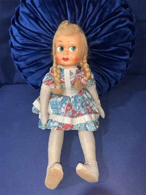 Vintage 16” Polish Cloth Sawdust Doll Celluloid Plastic Mask Hand Painted Face 39 99 Picclick
