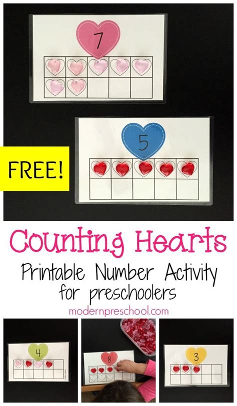 Free Printable Valentines Day Counting Hearts Number Activity For