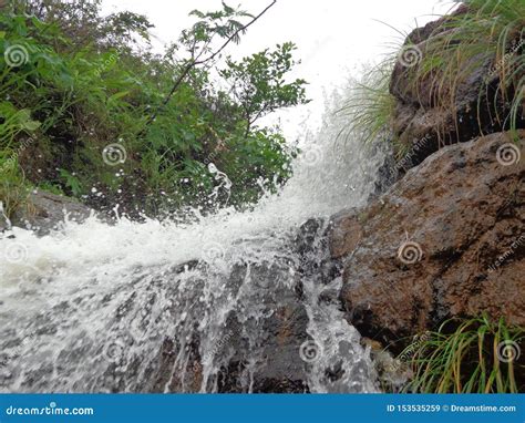 Scenic View Waterfall On Hills In Rainy Season Stock Image Image Of