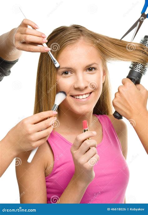 Makeover Process Of A Young Teen Girl Stock Photo Image Of Female