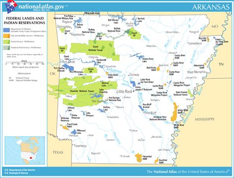 Map Of Arkansas Map Federal Lands And Indian Reservations