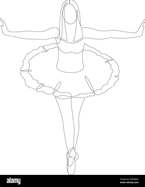 One Single Line Drawing Of Young Ballet Dancer Ballerina Continuous