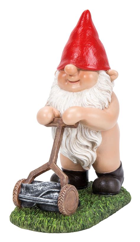 Gnaughty Gnome Naughty Mowing Lawn Ornament Gift Indoor Or Outdoor