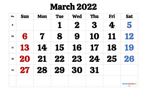 Free Cute March 2022 Calendar Pdf And Image Calendar March