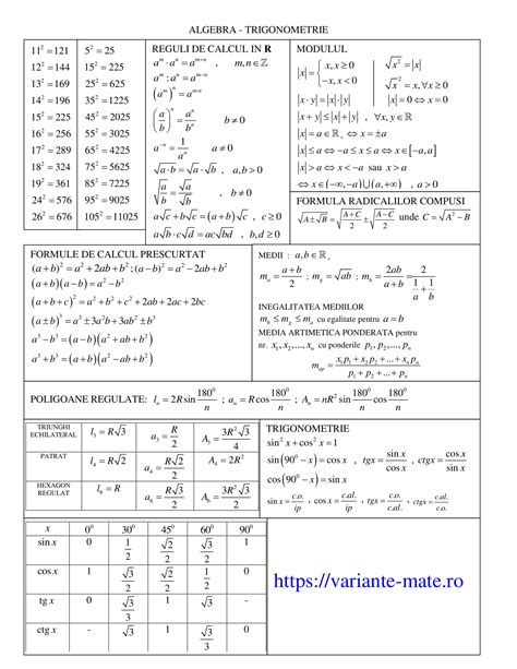 Formule Matematica Evaluare Nationala 2021 Sorin Borodi Teste De